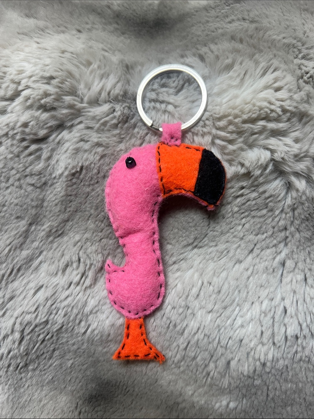 Pink & Orange Flamingo Keychain Bird Toy